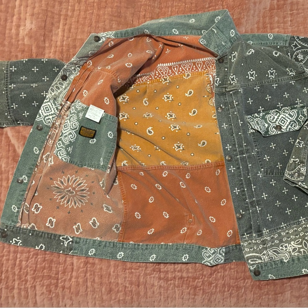 Kapital Gray and Orange Bandana Shirt Jacket